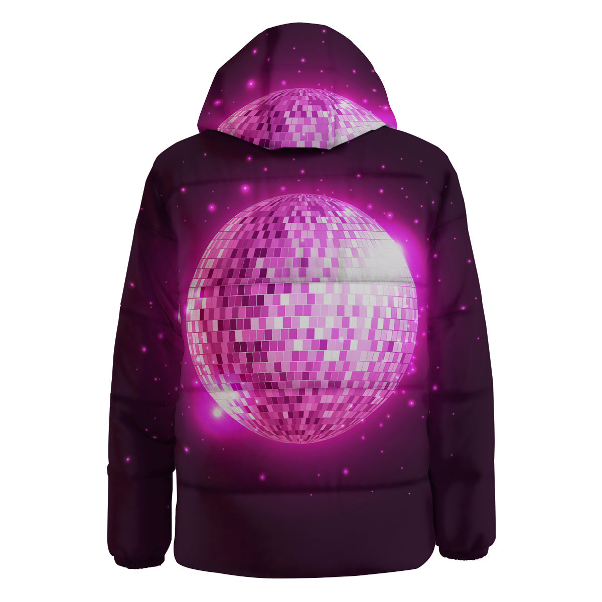 Disco Ball Light Pink Print Down Jacket-grizzshop
