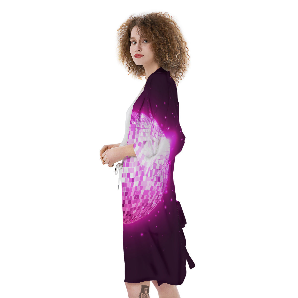 Disco Ball Light Pink Print Kimono-grizzshop