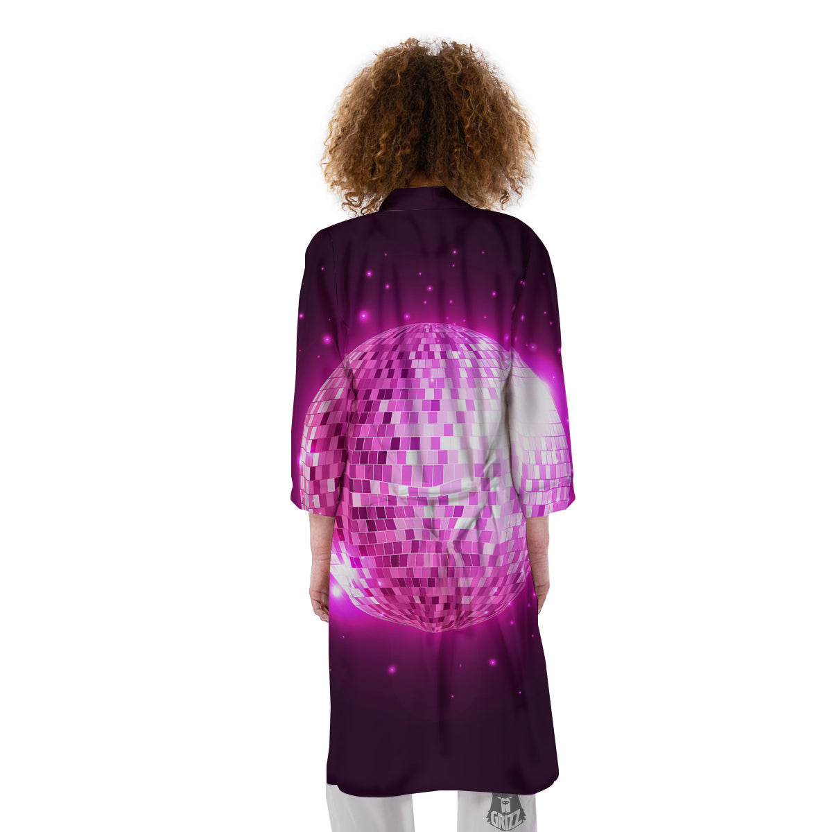Disco Ball Light Pink Print Kimono-grizzshop