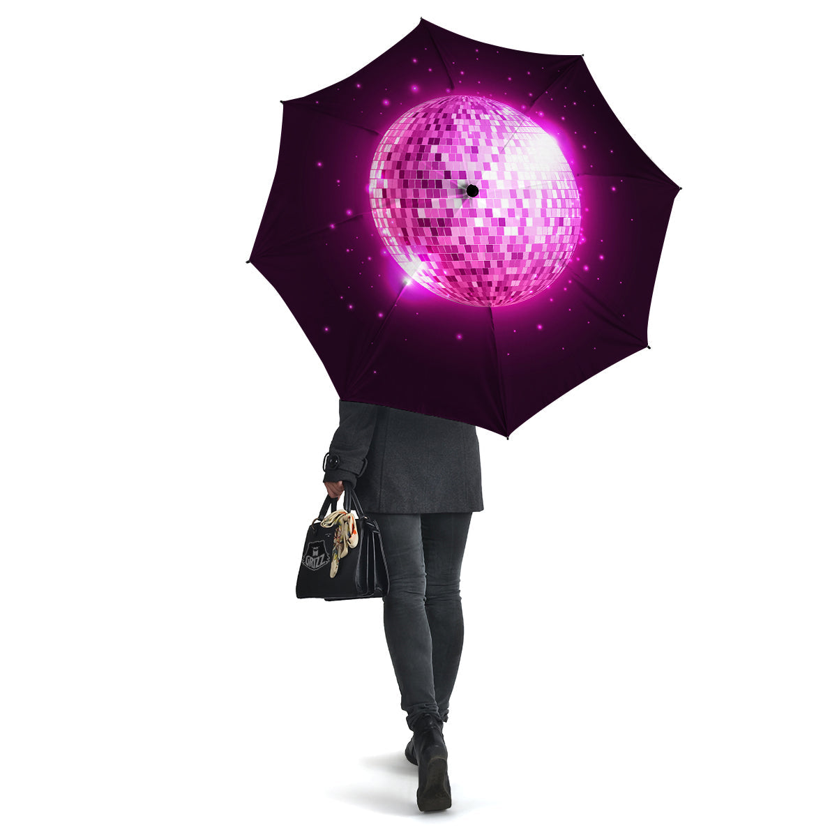Disco Ball Light Pink Print Umbrella-grizzshop