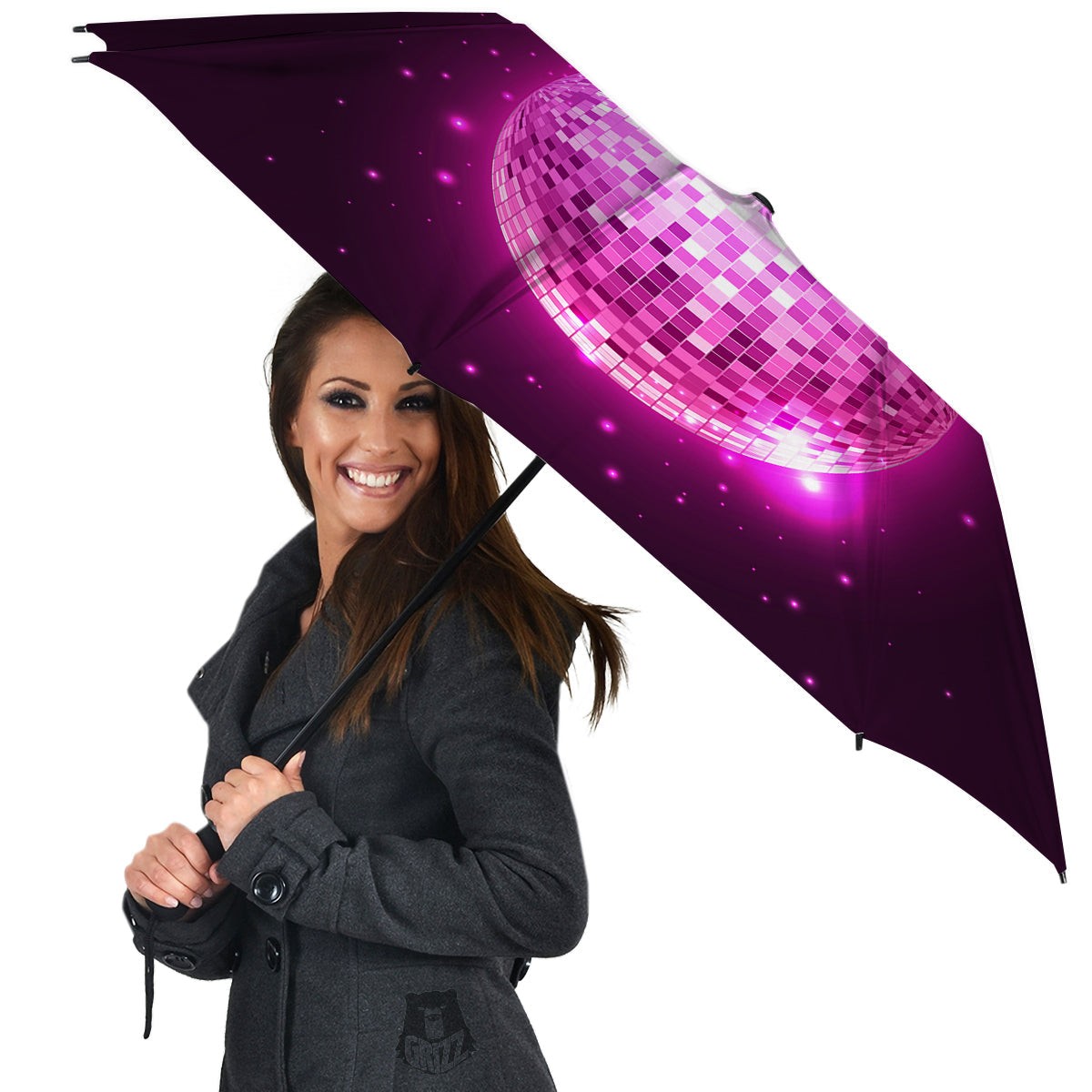 Disco Ball Light Pink Print Umbrella-grizzshop