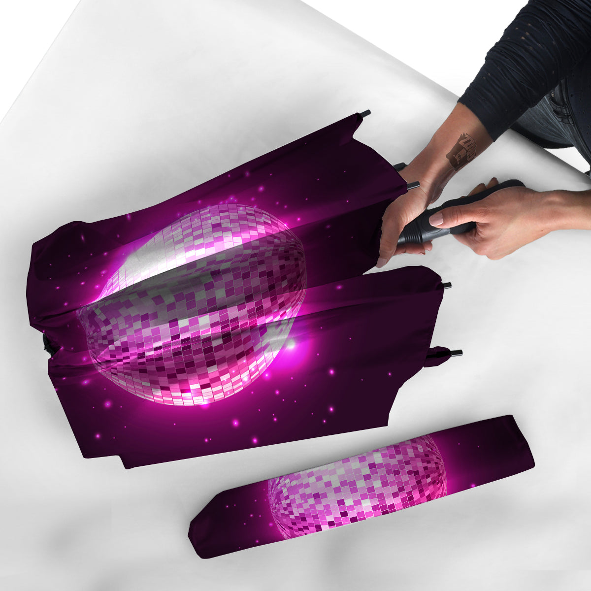 Disco Ball Light Pink Print Umbrella-grizzshop