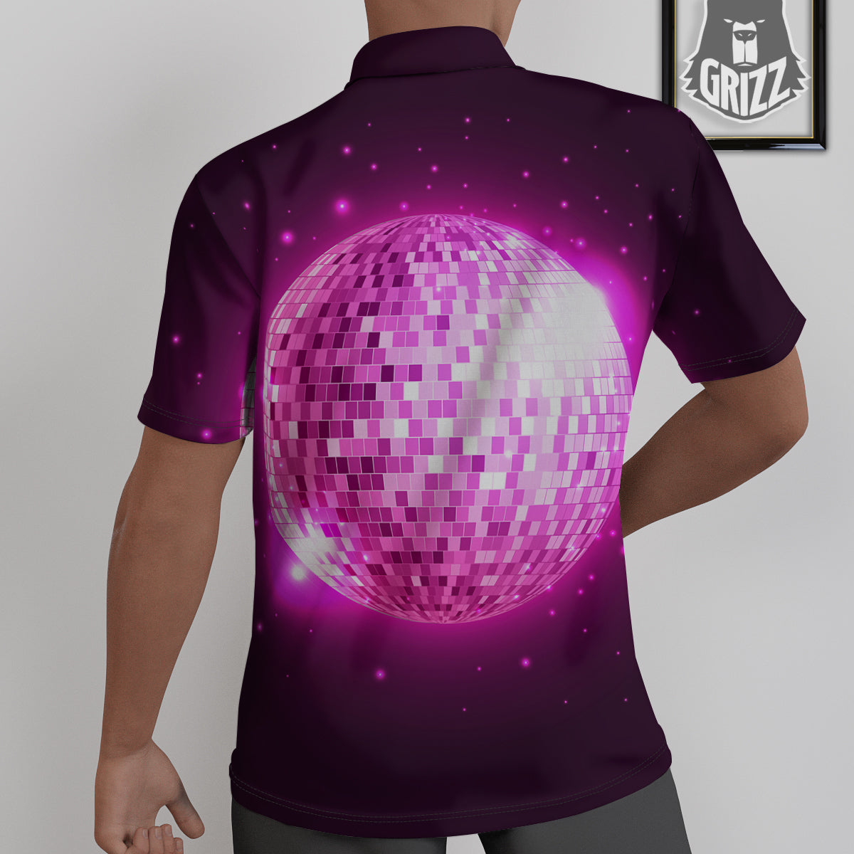 Disco Ball Light Pink Print Untucked Shirts-grizzshop