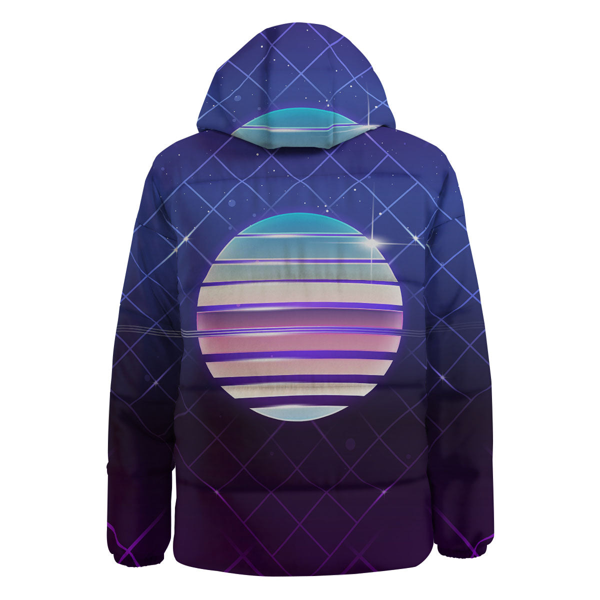 Disco Ball Purple Light Print Down Jacket-grizzshop