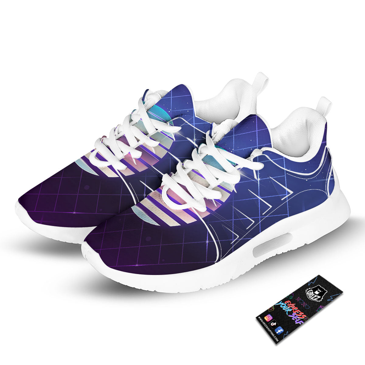 Disco Ball Purple Light Print Tennis Shoes-grizzshop