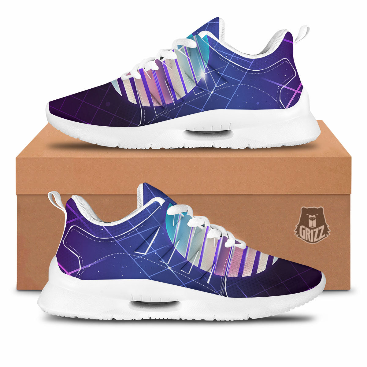 Disco Ball Purple Light Print Tennis Shoes-grizzshop