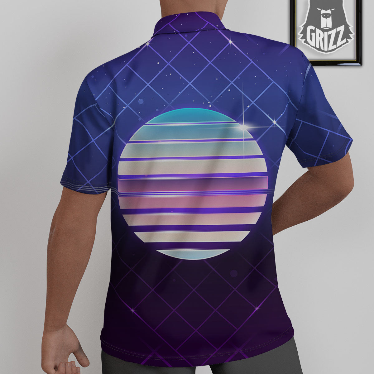 Disco Ball Purple Light Print Untucked Shirts-grizzshop