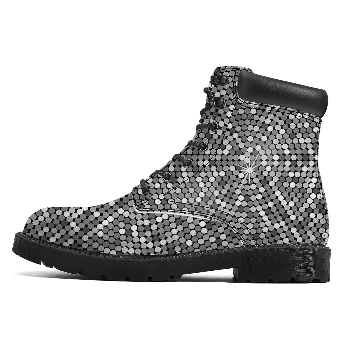 Disco Ball Texture Print Boots-grizzshop