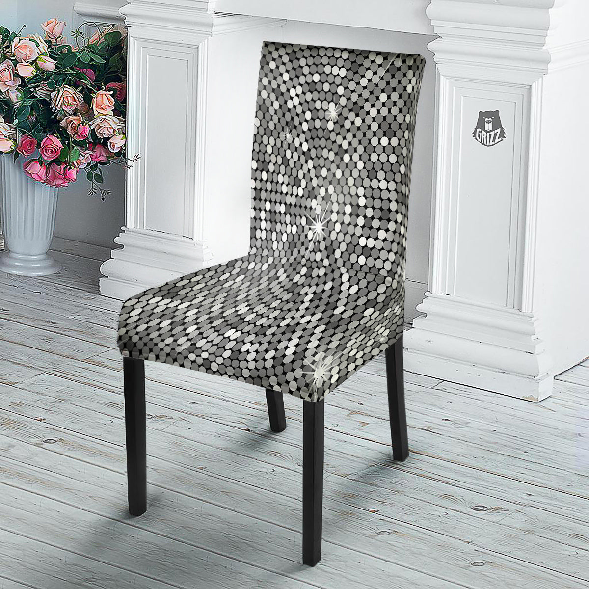 Disco Ball Texture Print Dining Chair Slipcover-grizzshop