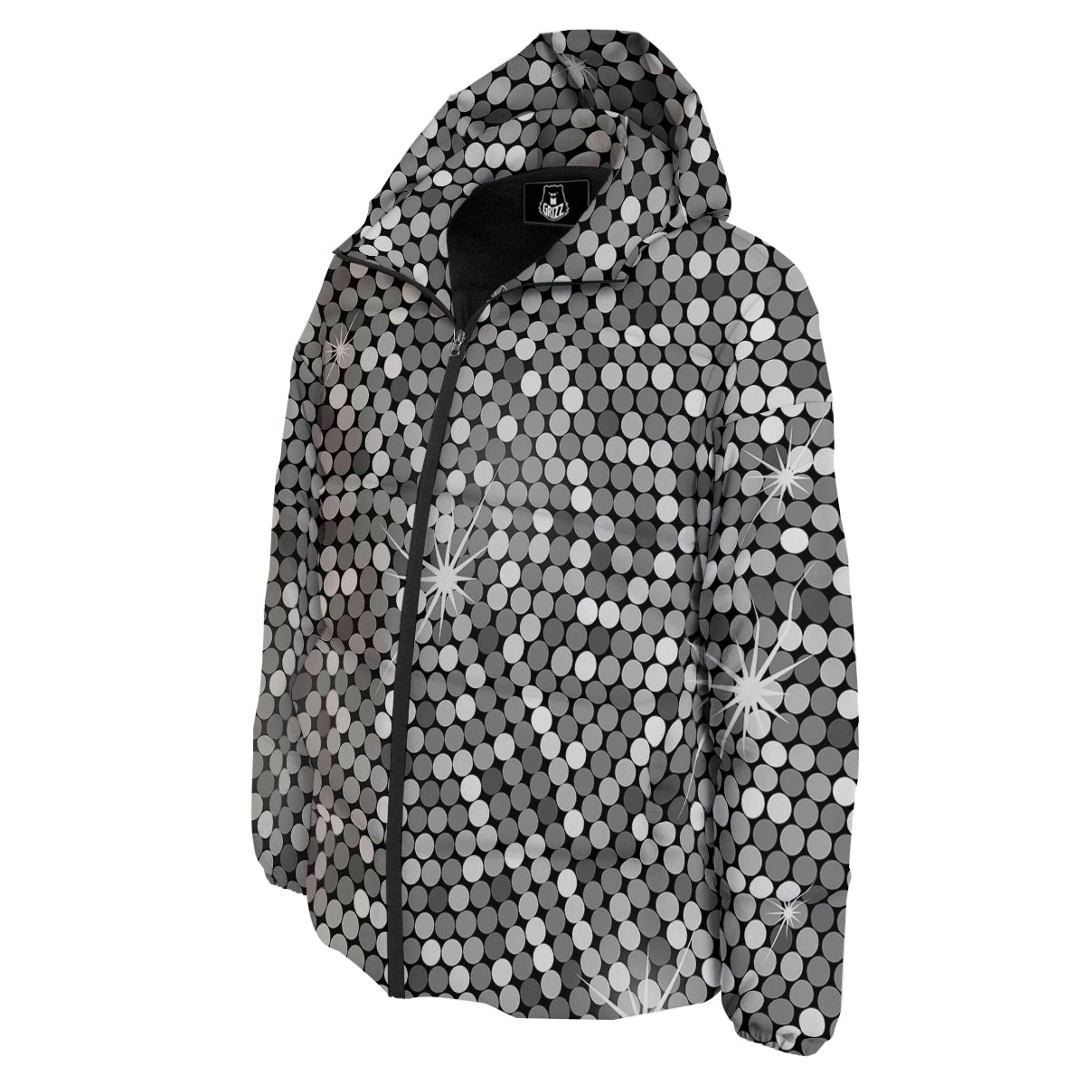 Disco Ball Texture Print Down Jacket-grizzshop