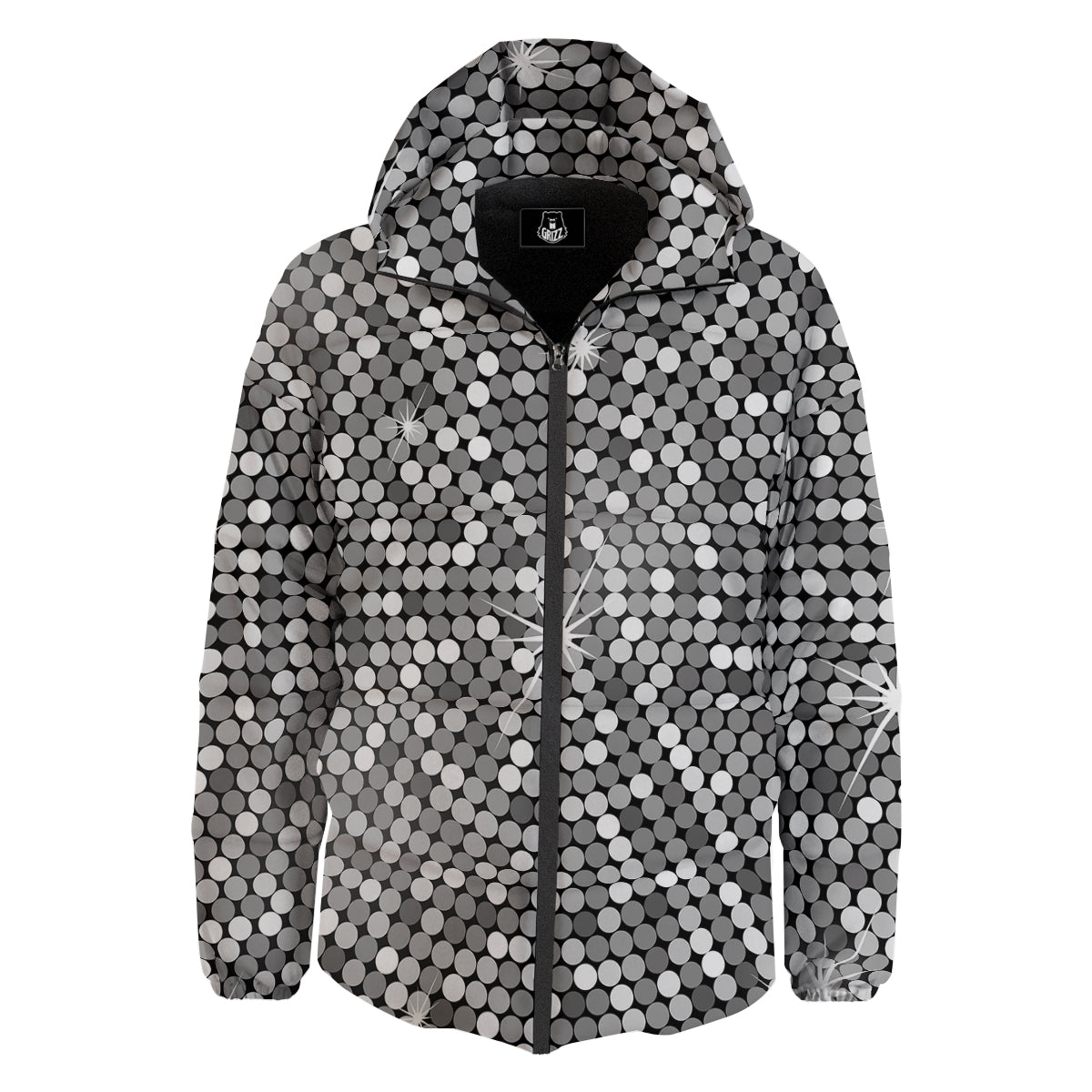 Disco Ball Texture Print Down Jacket-grizzshop