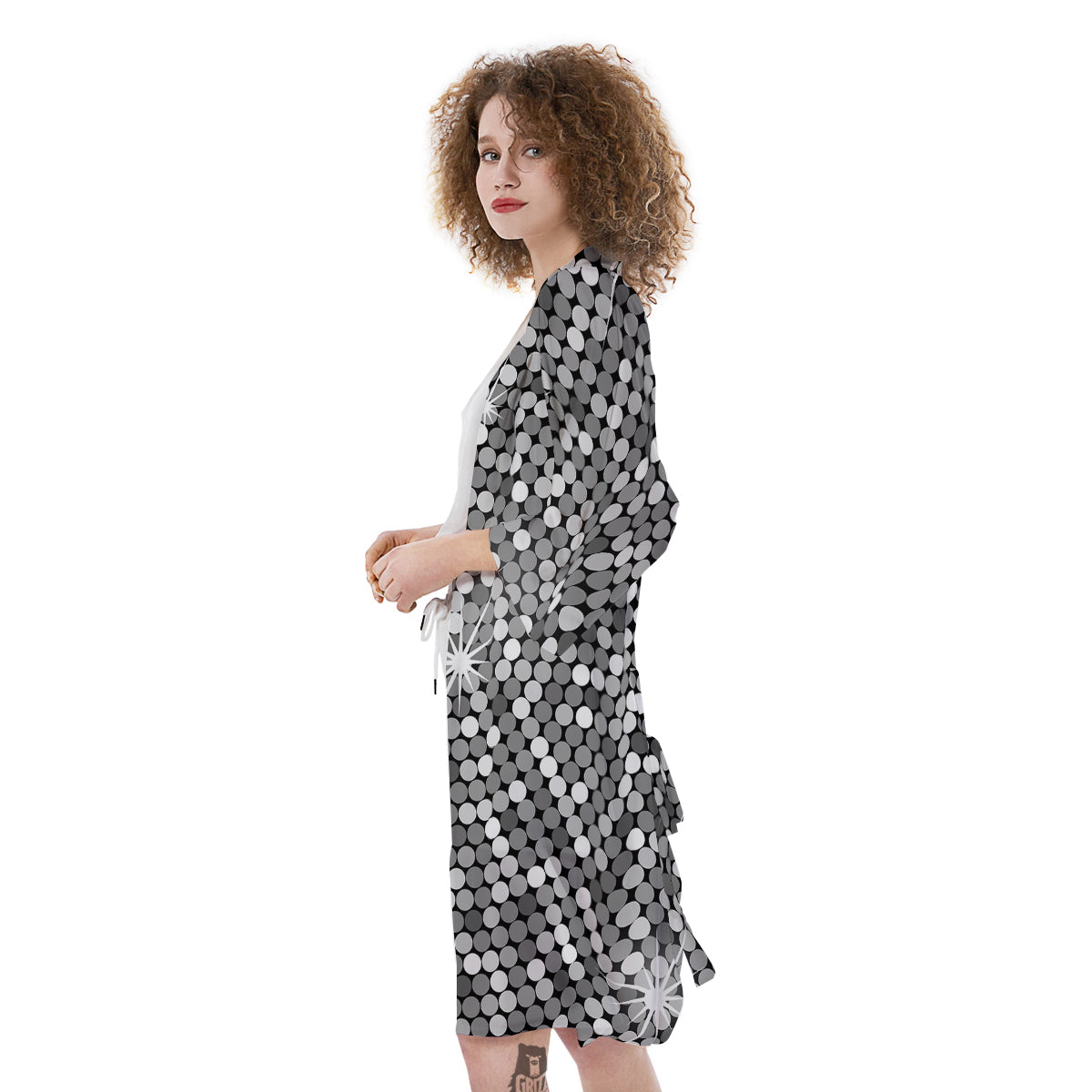 Disco Ball Texture Print Kimono-grizzshop