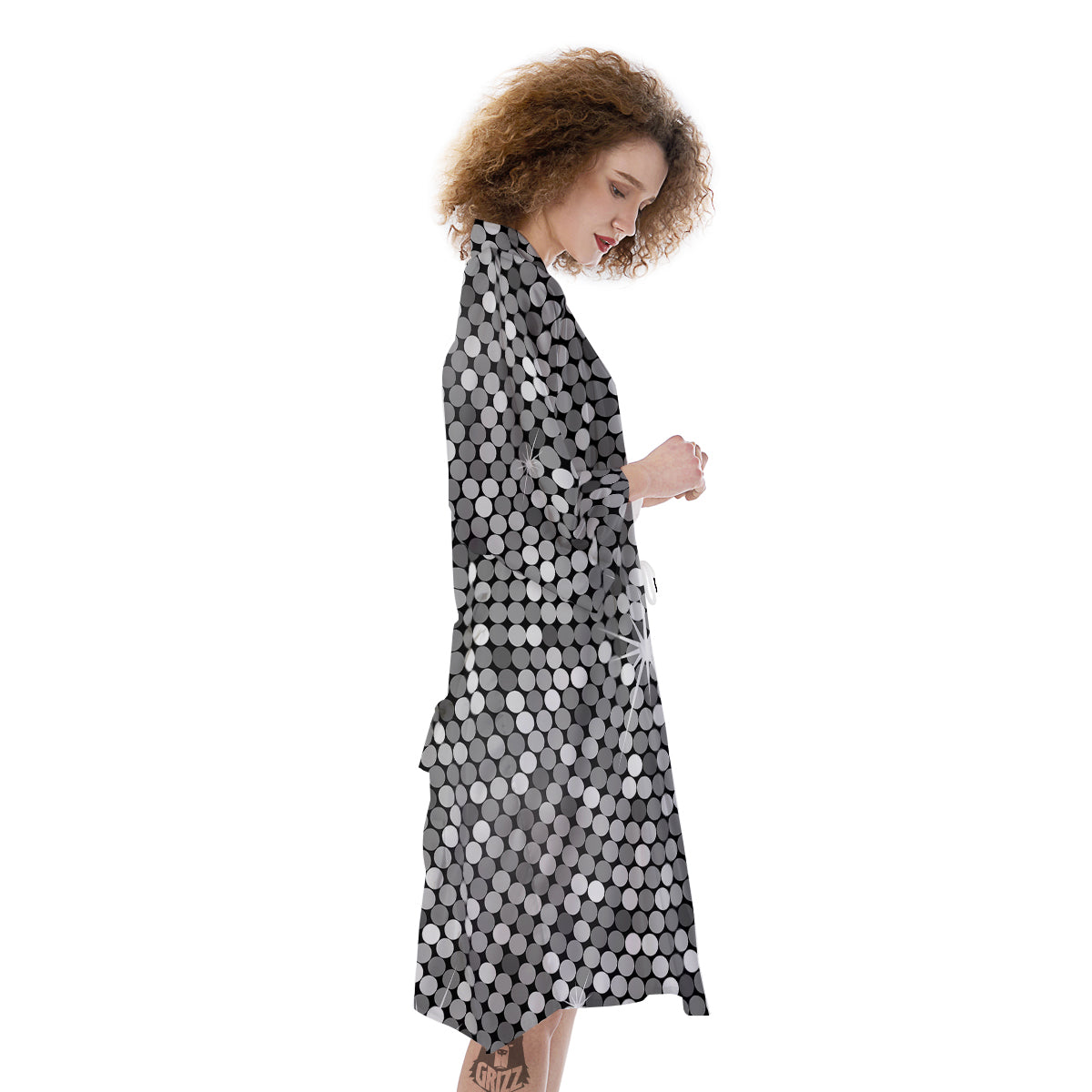 Disco Ball Texture Print Kimono-grizzshop
