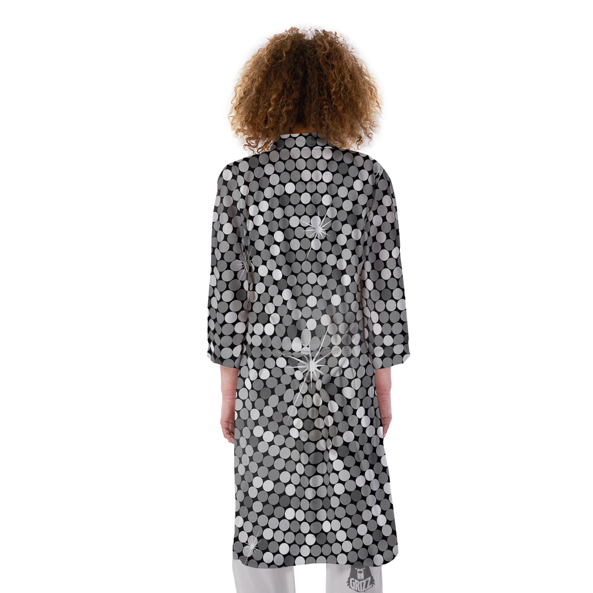 Disco Ball Texture Print Kimono-grizzshop