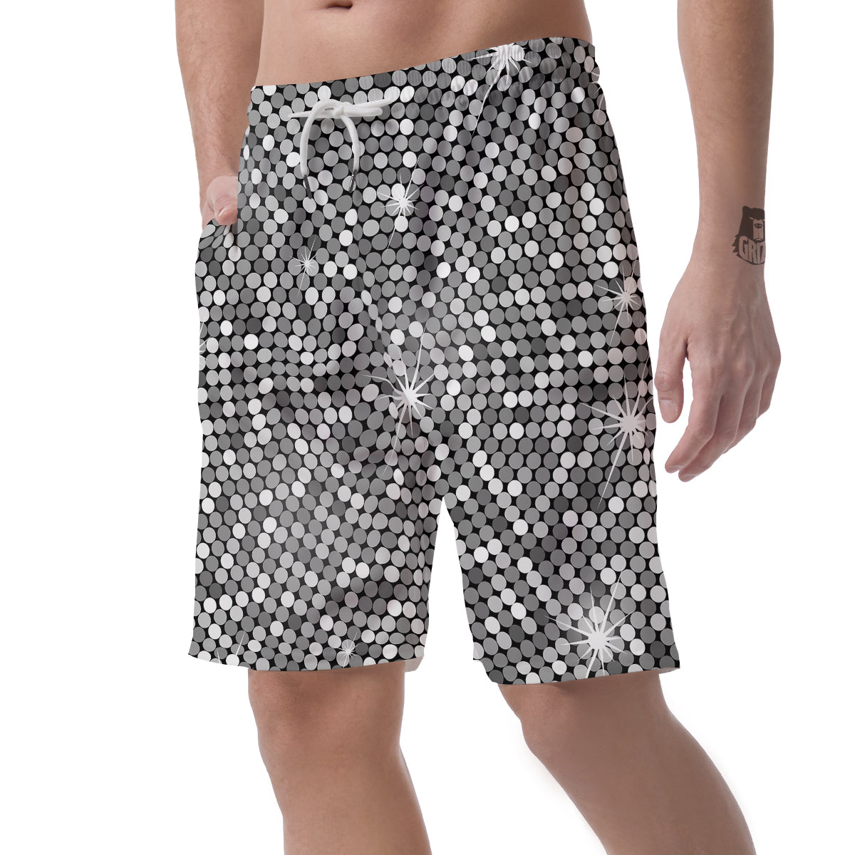 Disco Ball Texture Print Men's Shorts-grizzshop