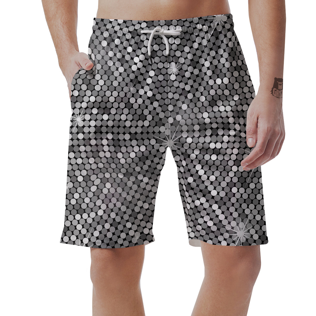 Disco Ball Texture Print Men's Shorts-grizzshop