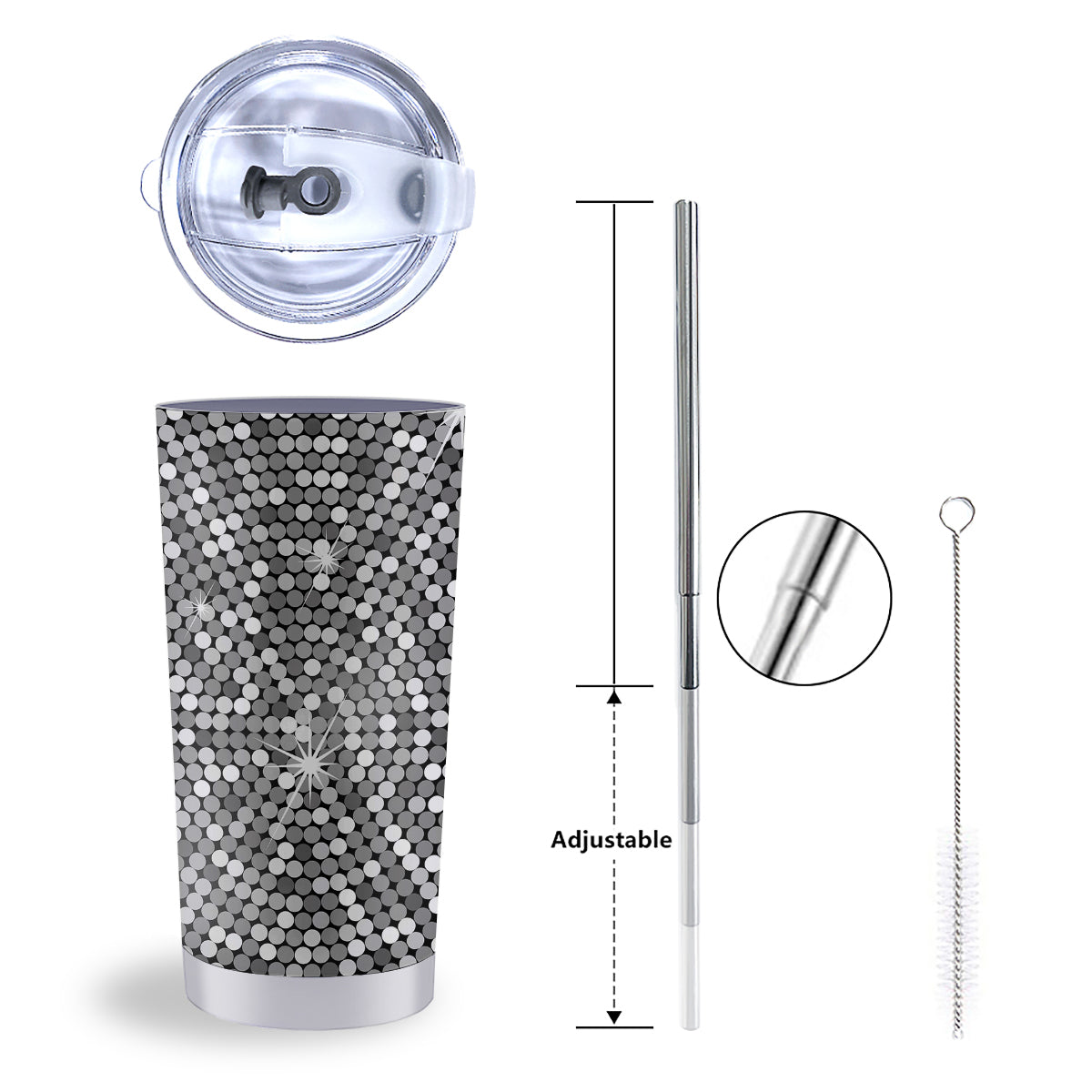 Disco Ball Texture Print Tumbler-grizzshop