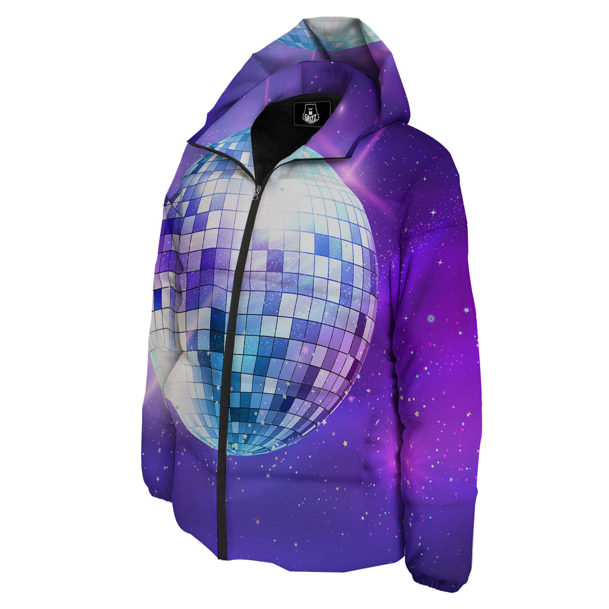 Disco Ball Ultraviolet Print Down Jacket-grizzshop