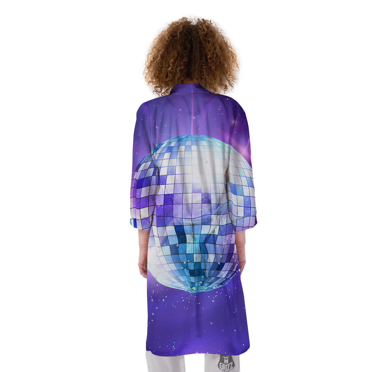 Disco Ball Ultraviolet Print Kimono-grizzshop