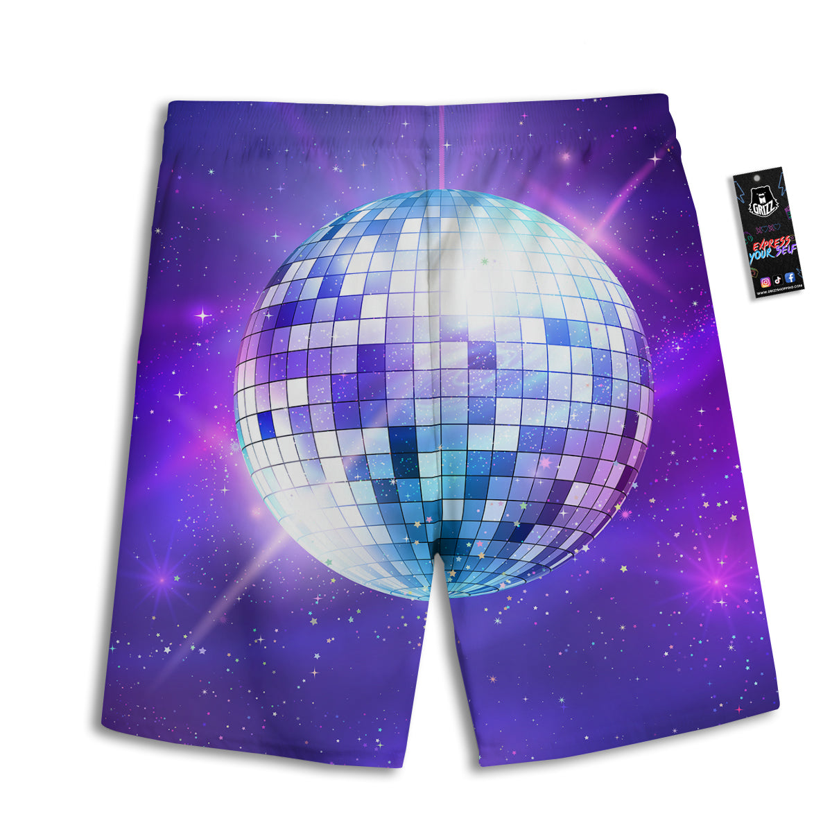 Disco Ball Ultraviolet Print Men's Athletic Shorts