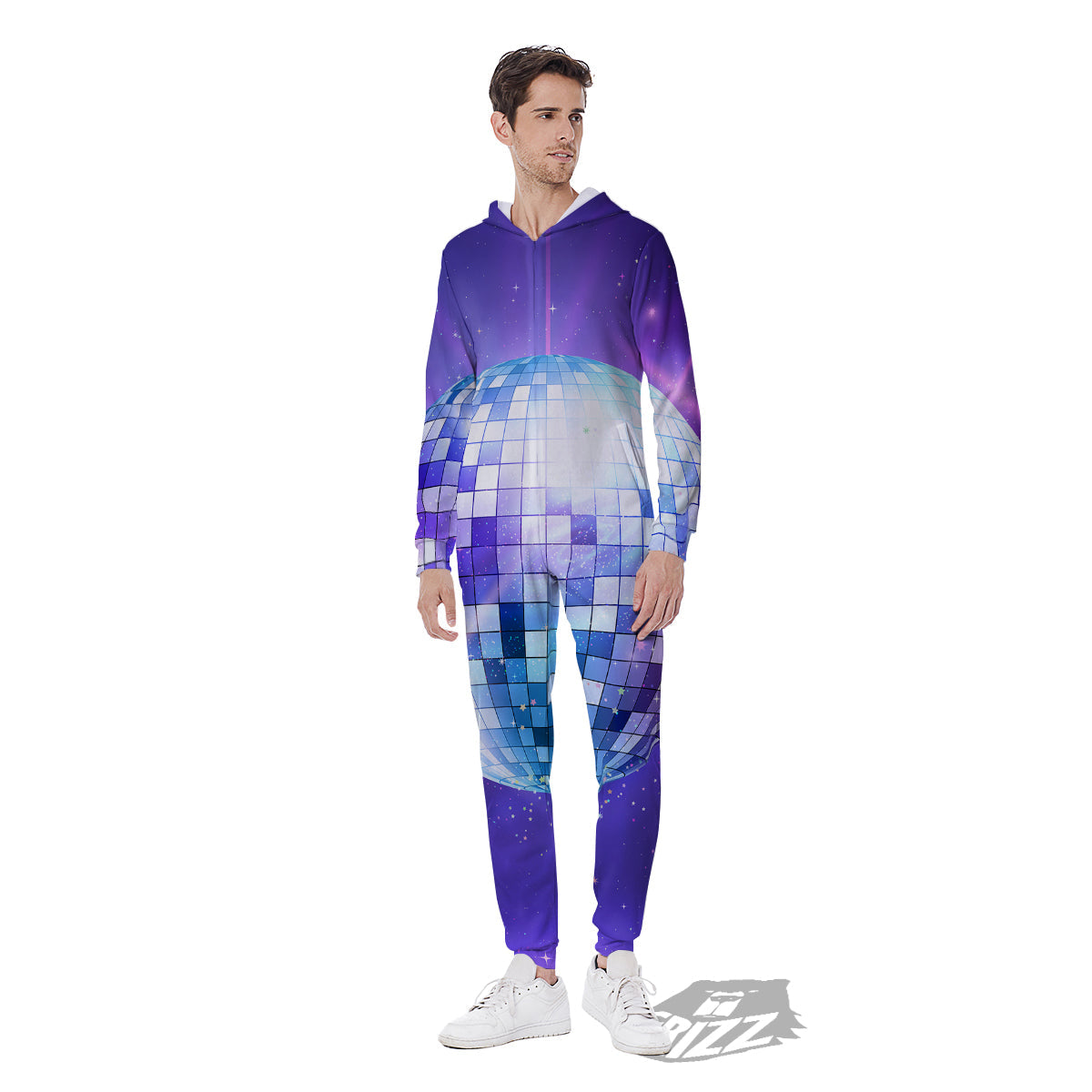 Disco Ball Ultraviolet Print Men's Jumpsuit-grizzshop