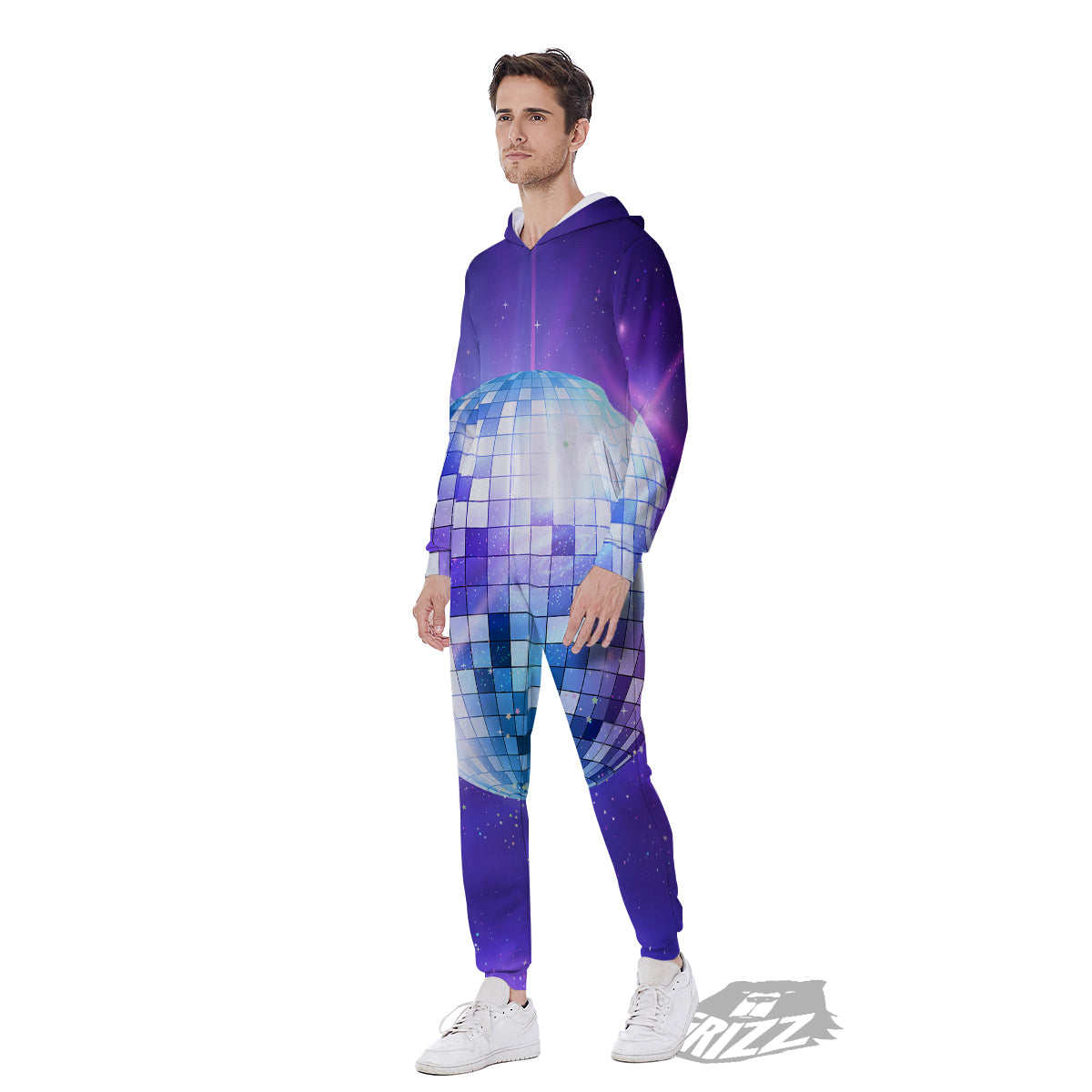 Disco Ball Ultraviolet Print Men's Jumpsuit-grizzshop