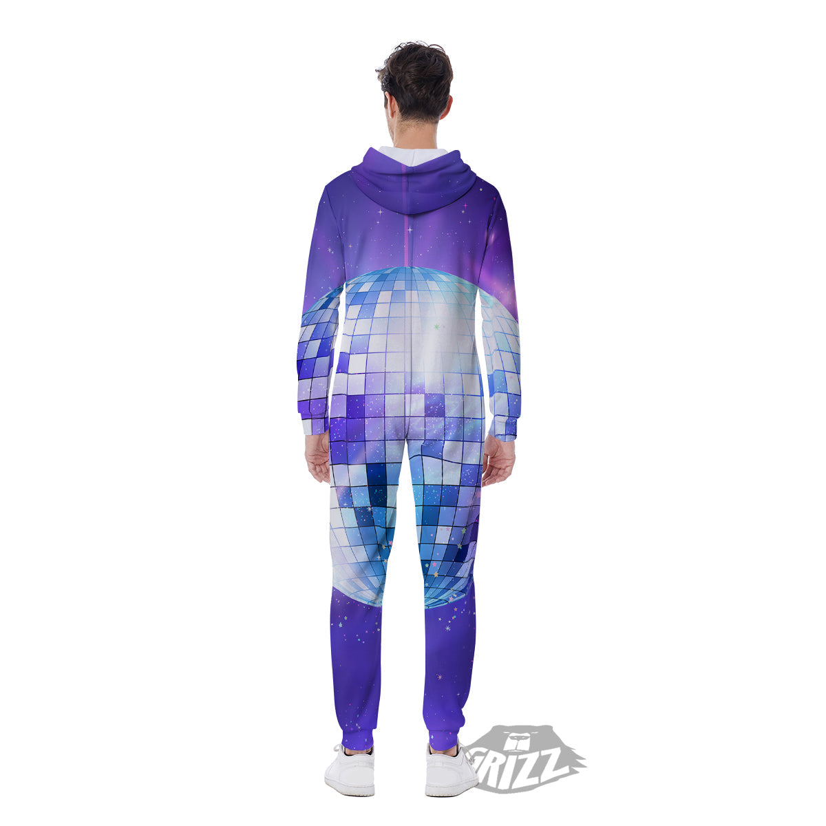 Disco Ball Ultraviolet Print Men's Jumpsuit-grizzshop