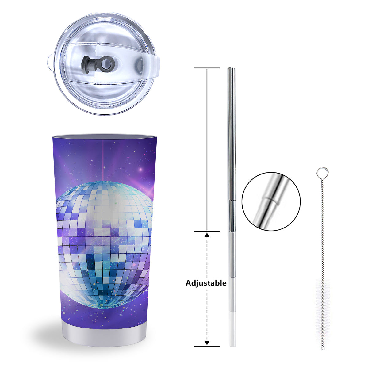 Disco Ball Ultraviolet Print Tumbler-grizzshop