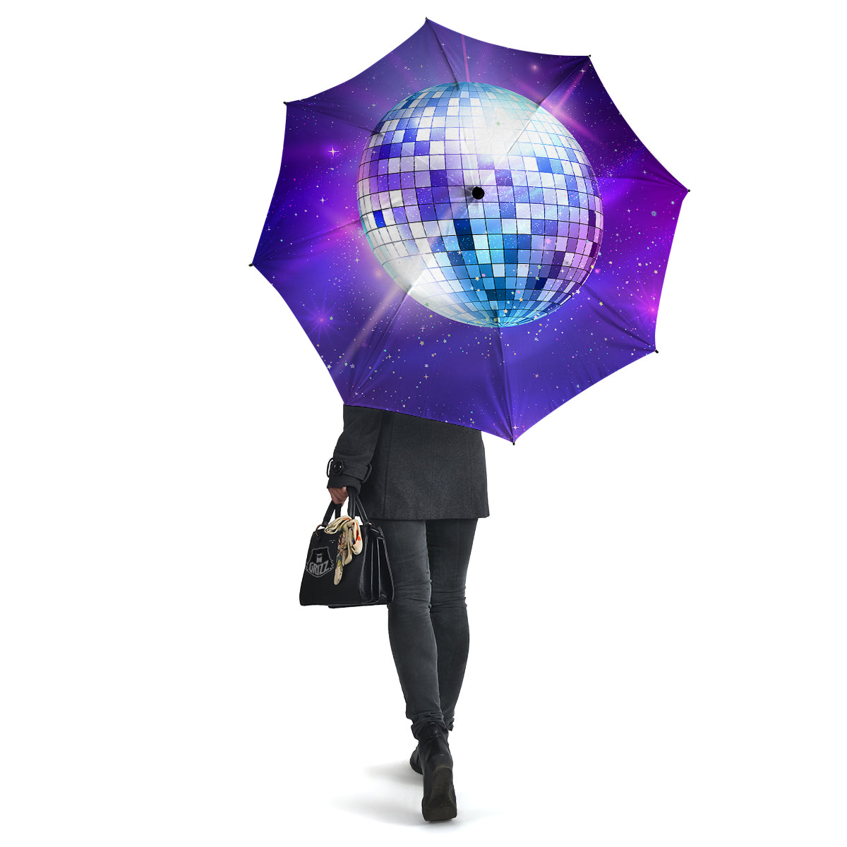 Disco Ball Ultraviolet Print Umbrella-grizzshop