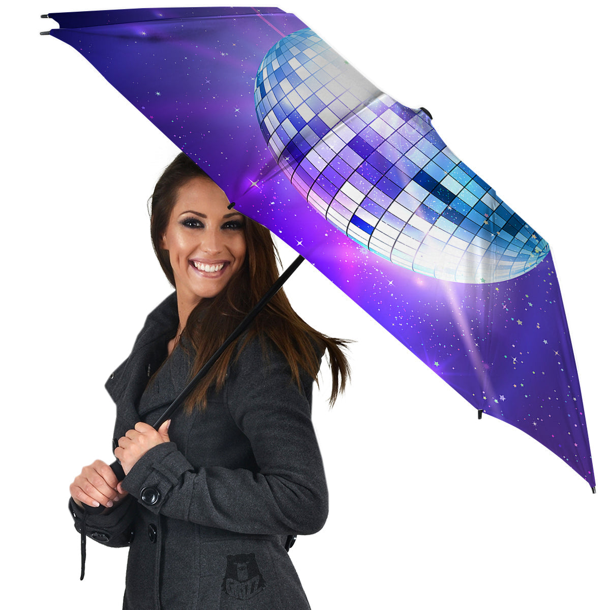 Disco Ball Ultraviolet Print Umbrella-grizzshop