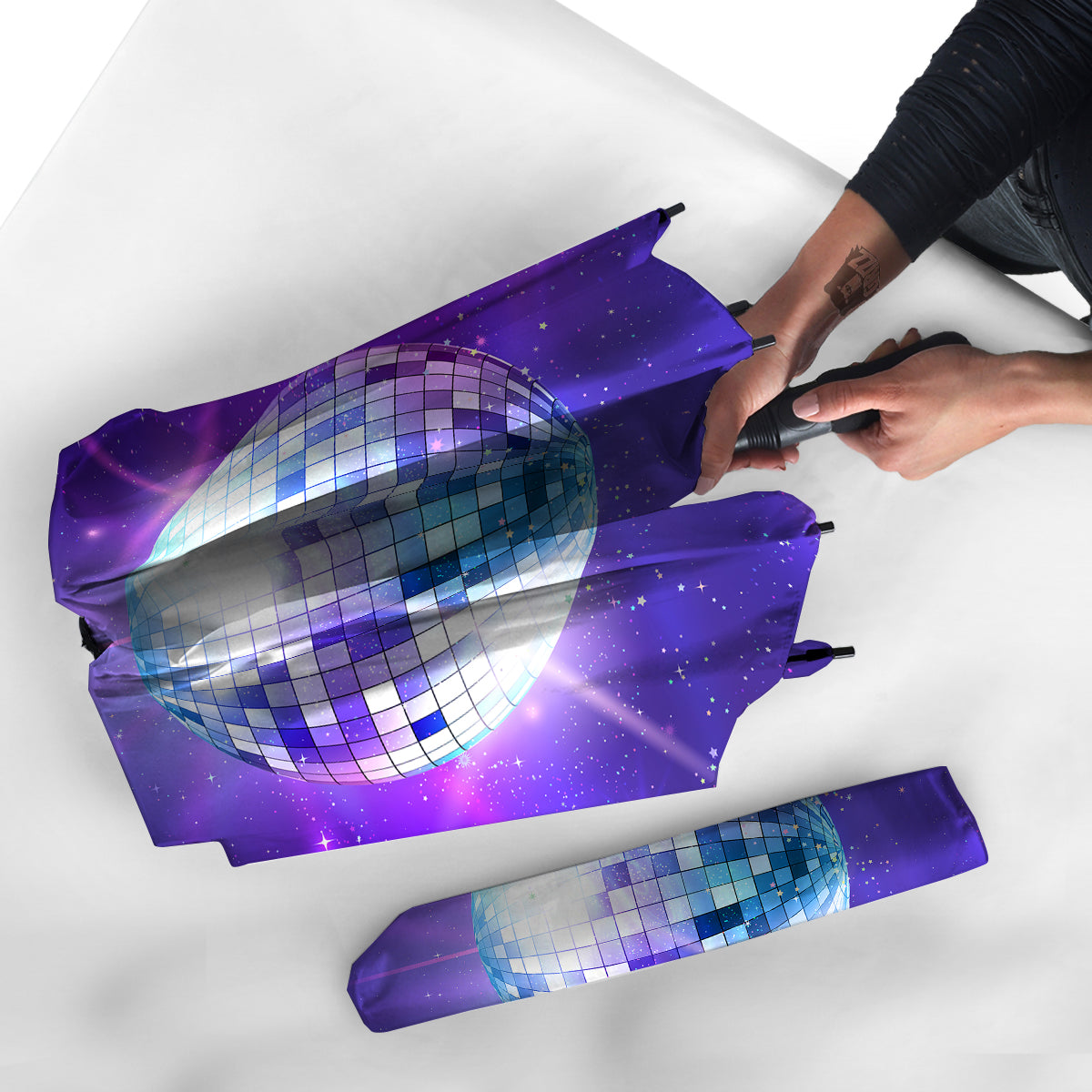 Disco Ball Ultraviolet Print Umbrella-grizzshop