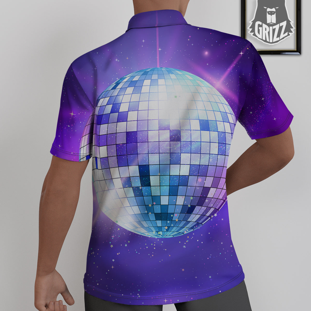 Disco Ball Ultraviolet Print Untucked Shirts-grizzshop