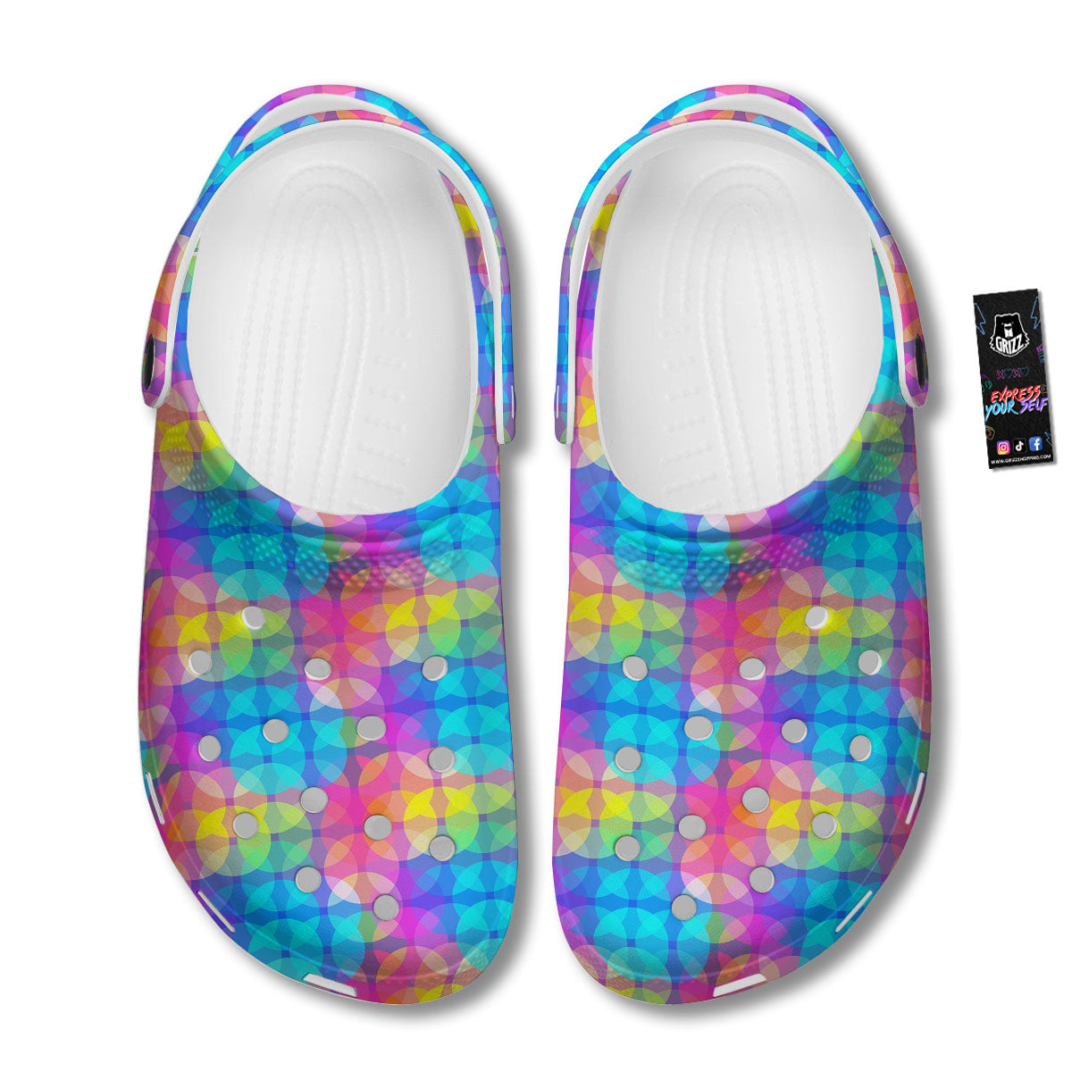 Disco Lights Colorful Print Pattern Clog-grizzshop