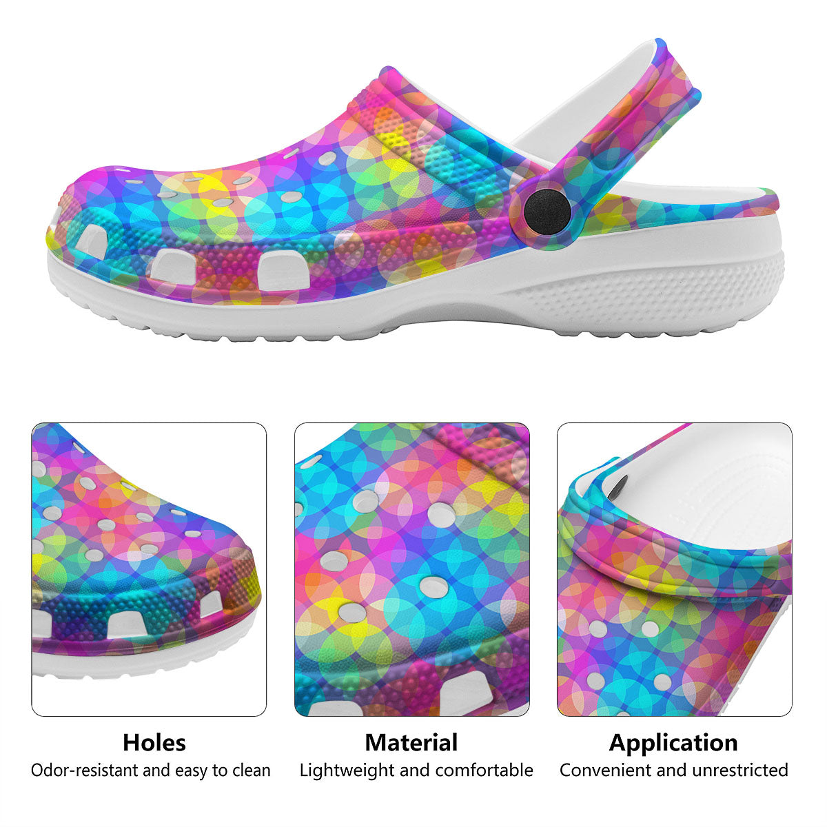 Disco Lights Colorful Print Pattern Clog-grizzshop