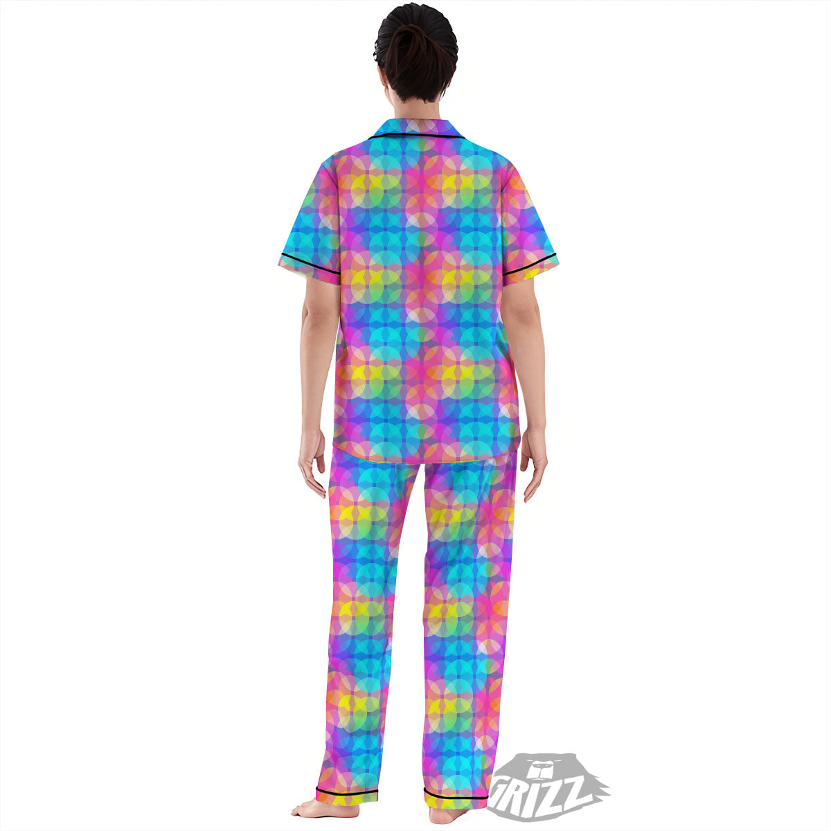 Disco Lights Colorful Print Pattern Women's Pajamas Set-grizzshop
