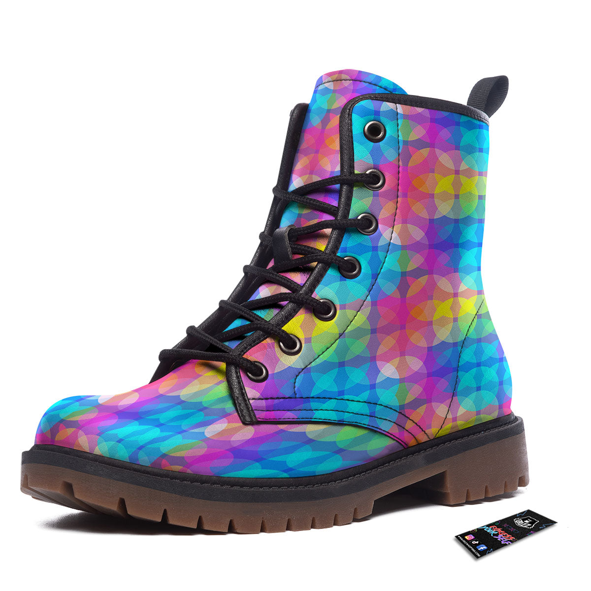Disco Lights Colorful Print Pattern Work Boots-grizzshop