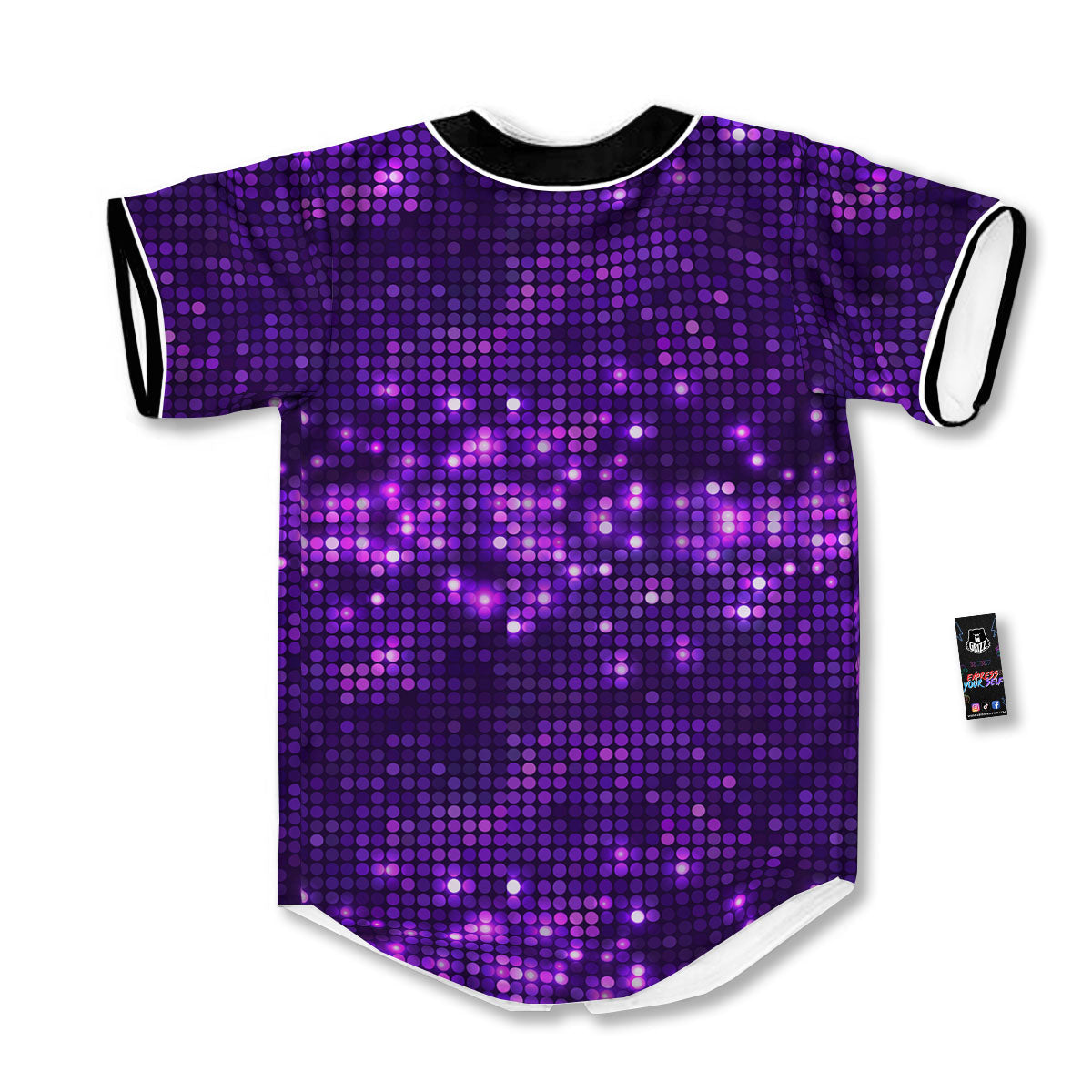 Disco Lights Purple Print Pattern Baseball Jersey-grizzshop