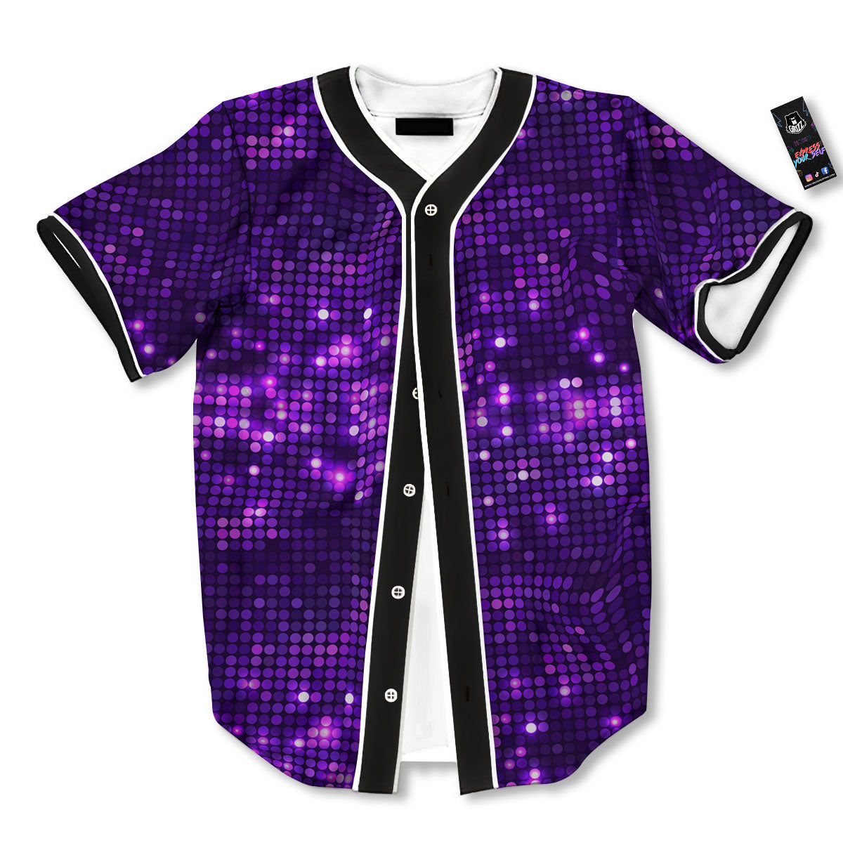 Disco Lights Purple Print Pattern Baseball Jersey-grizzshop