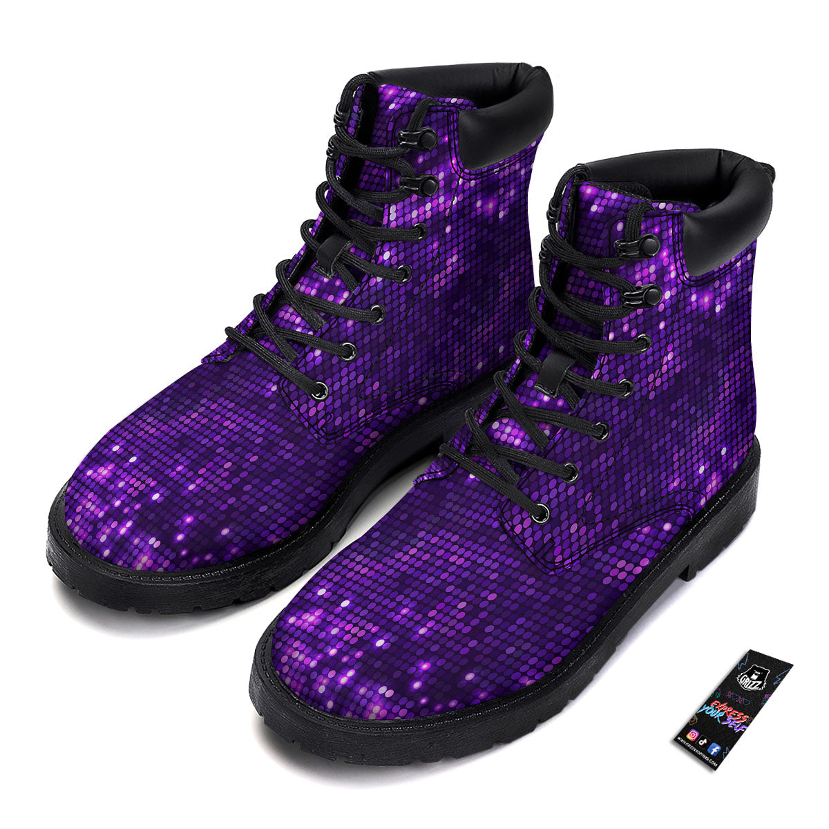 Disco Lights Purple Print Pattern Boots-grizzshop