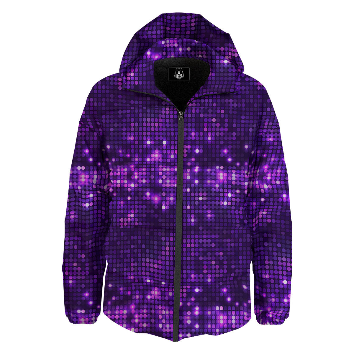 Disco Lights Purple Print Pattern Down Jacket-grizzshop