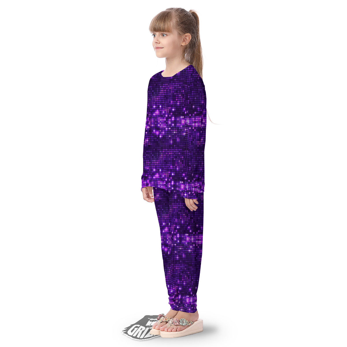 Disco Lights Purple Print Pattern Kid's Pajamas-grizzshop