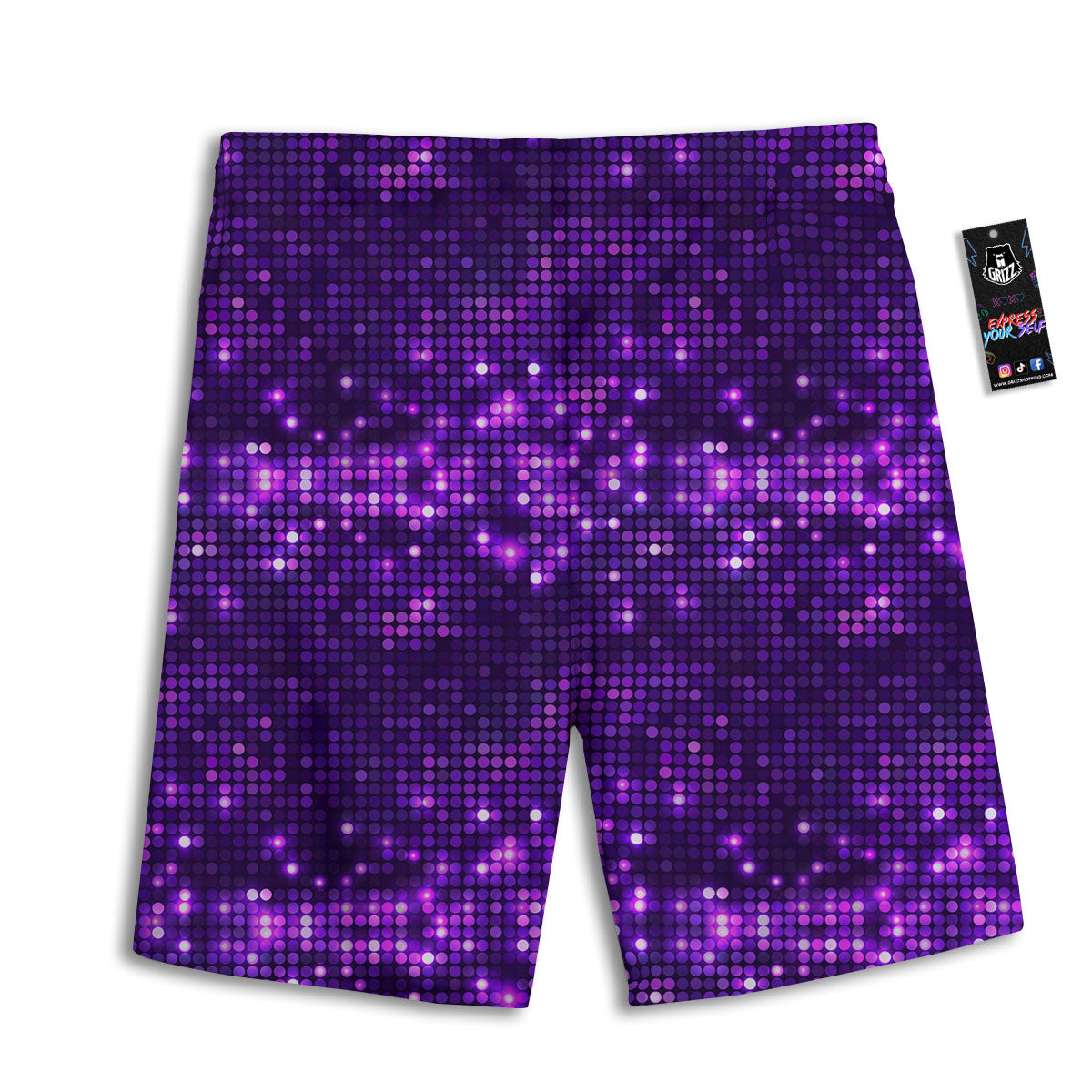 Disco Lights Purple Print Pattern Men's Athletic Shorts