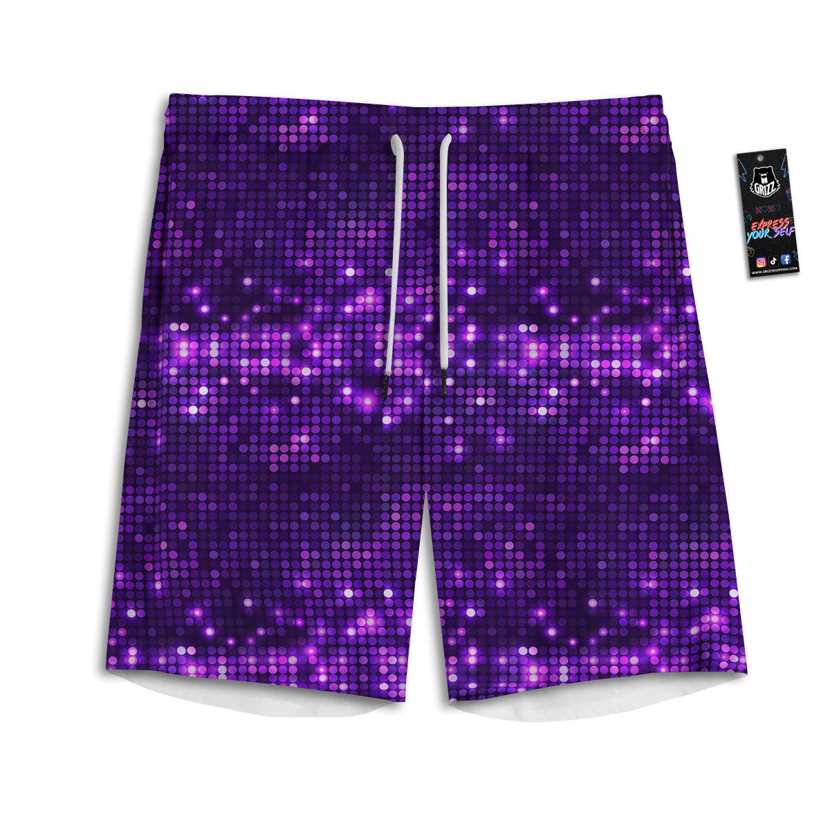 Disco Lights Purple Print Pattern Men's Athletic Shorts