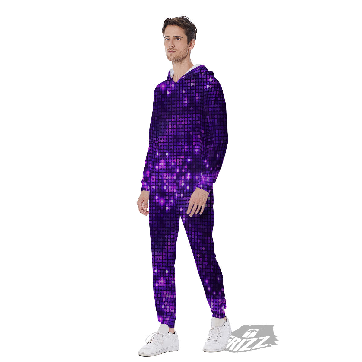 Disco Lights Purple Print Pattern Men's Jumpsuit-grizzshop