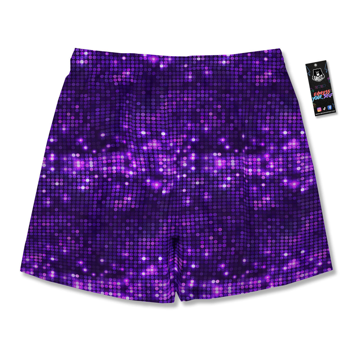 Disco Lights Purple Print Pattern Men's Running Shorts-grizzshop