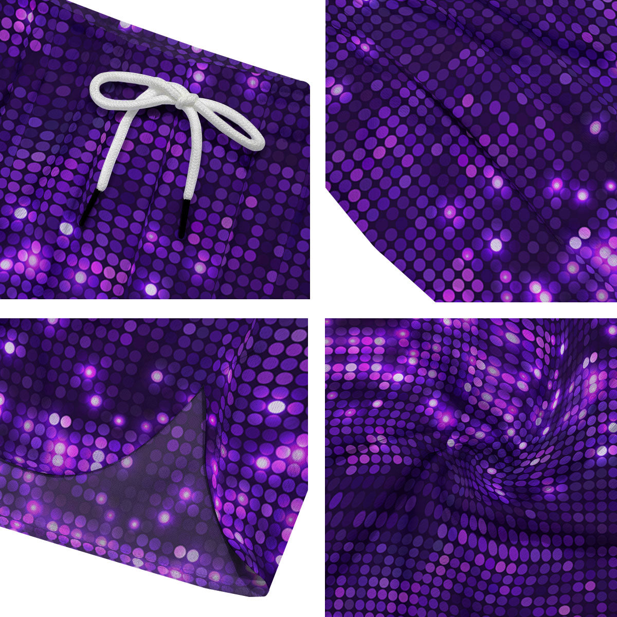 Disco Lights Purple Print Pattern Men's Running Shorts-grizzshop