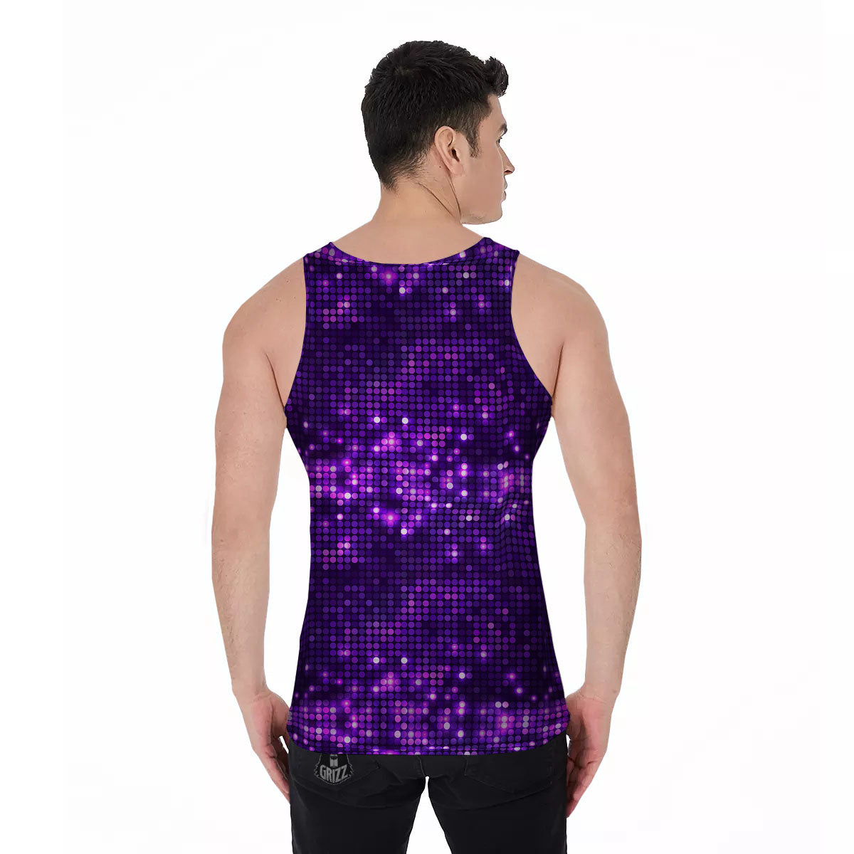 Disco Lights Purple Print Pattern Men's Tank Top-grizzshop