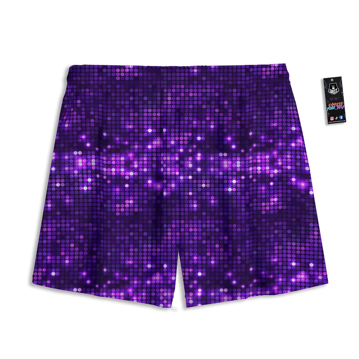 Disco Lights Purple Print Pattern Mesh Shorts