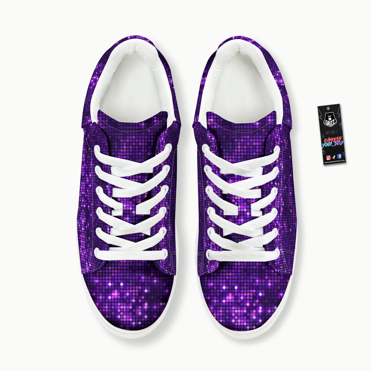Disco Lights Purple Print Pattern Platform Shoes-grizzshop