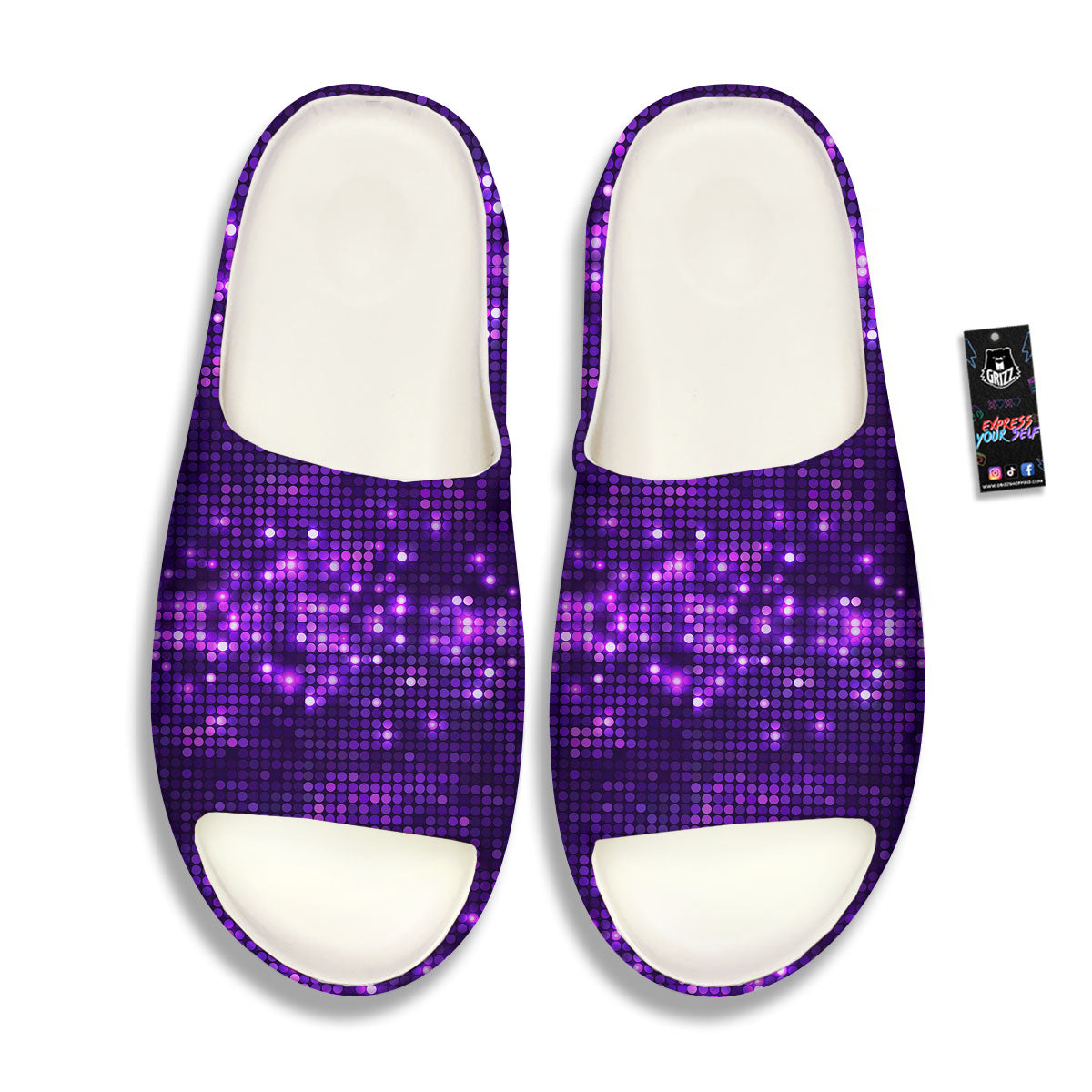 Disco Lights Purple Print Pattern Sandals-grizzshop